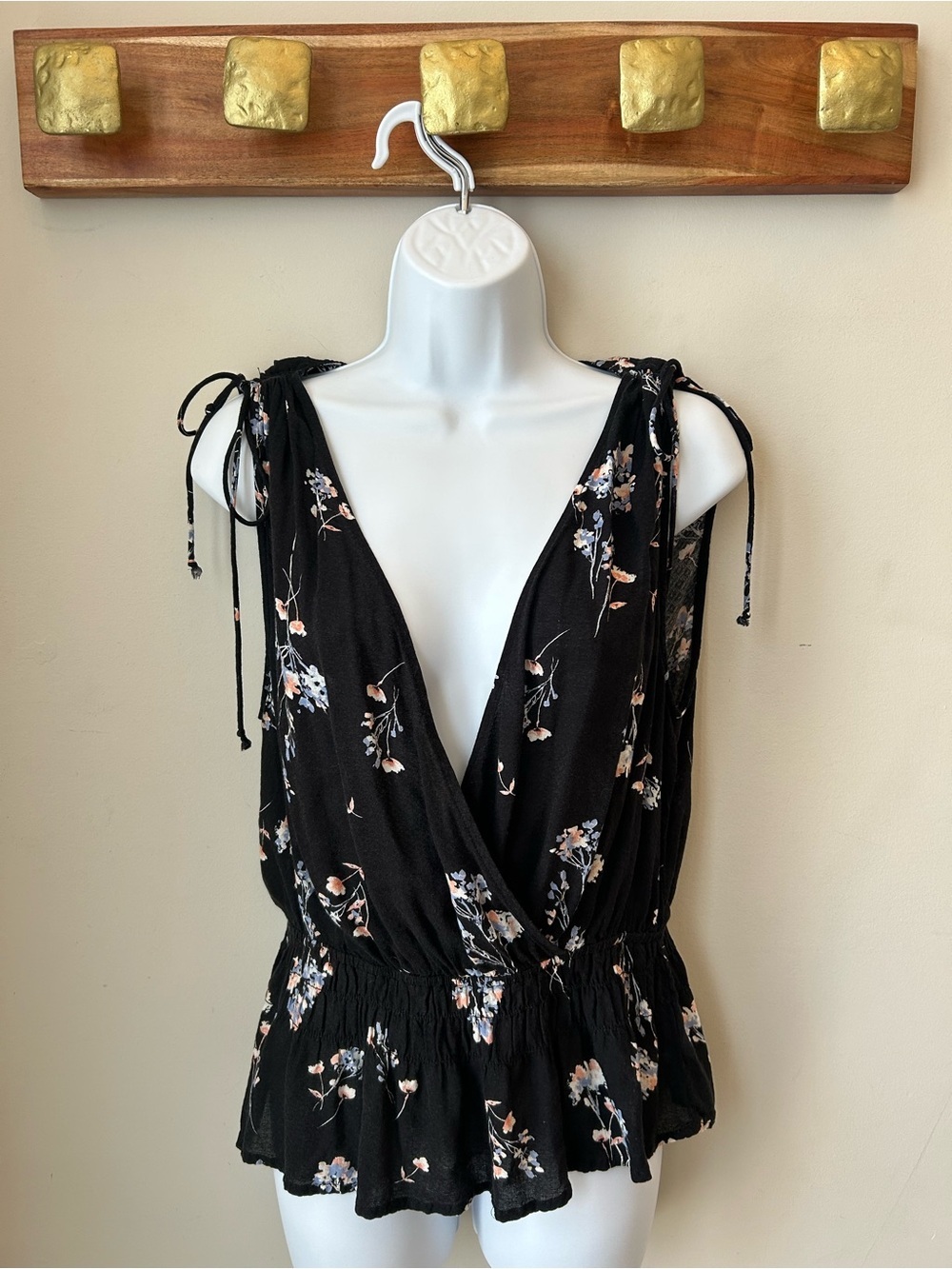 🟢 5 for $25 🟢 Women's Black Floral Blouse Whimsigoth Dark Academia Fairycore